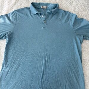 Peter Millar Polo Shirt Men's  Large Blue  Stripe Short Sleeve Silk Blend E32